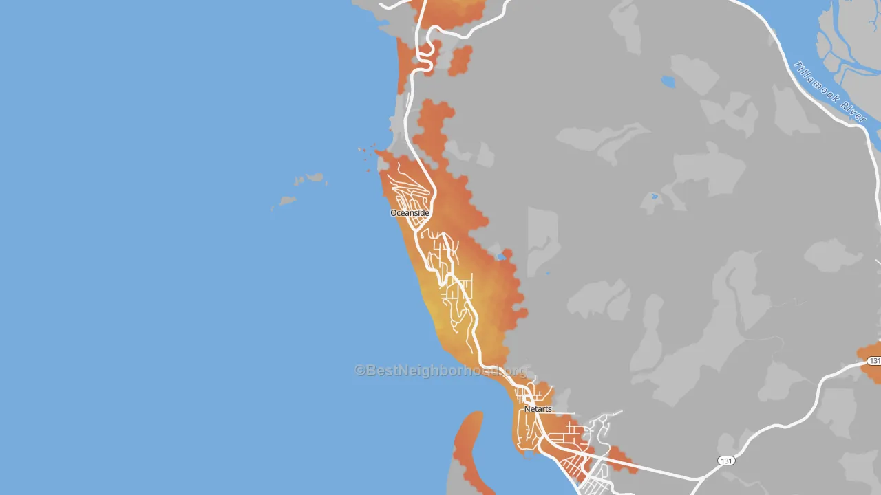 Bike Grade map of Oceanside, OR