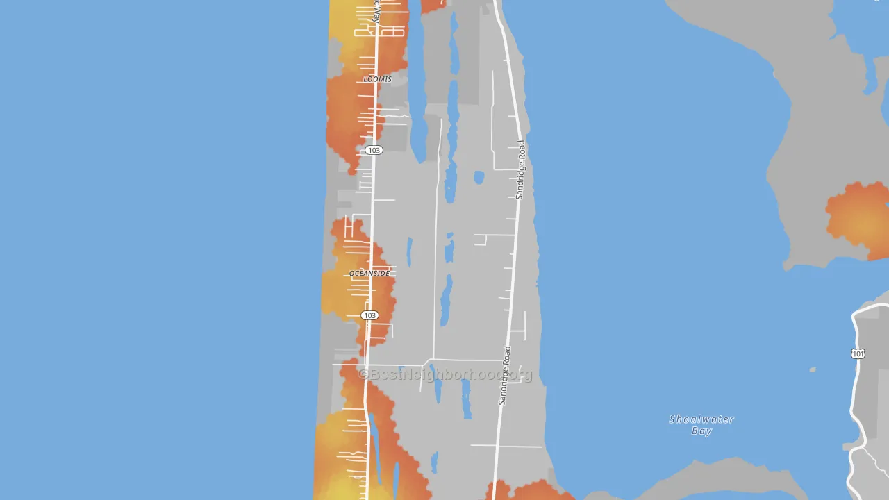 Bike Grade map of Oceanside, WA