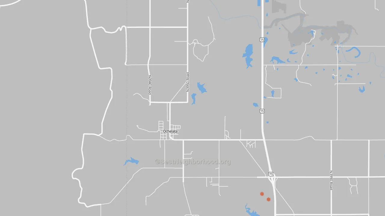 Bike Grade map of Ochelata, OK