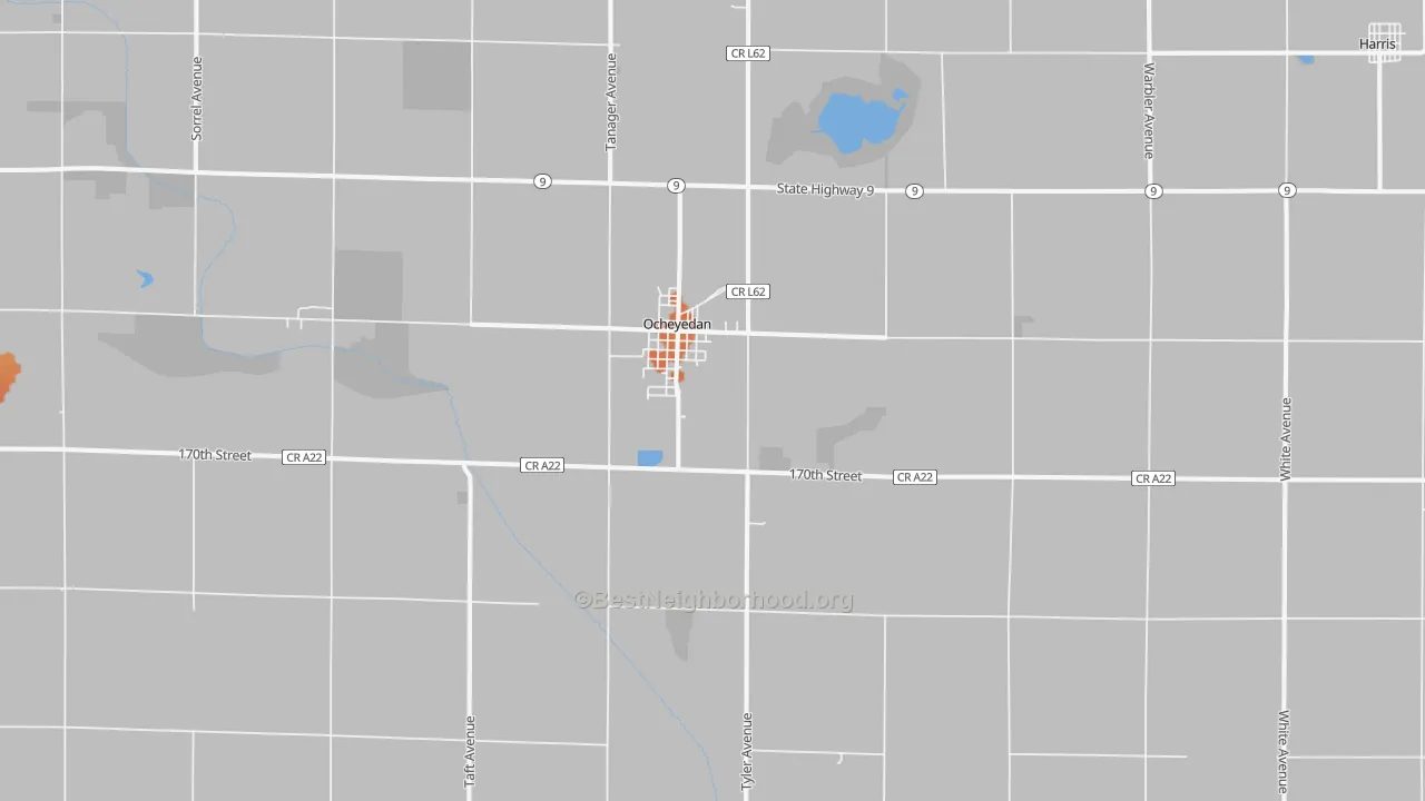 Bike Grade map of Ocheyedan, IA