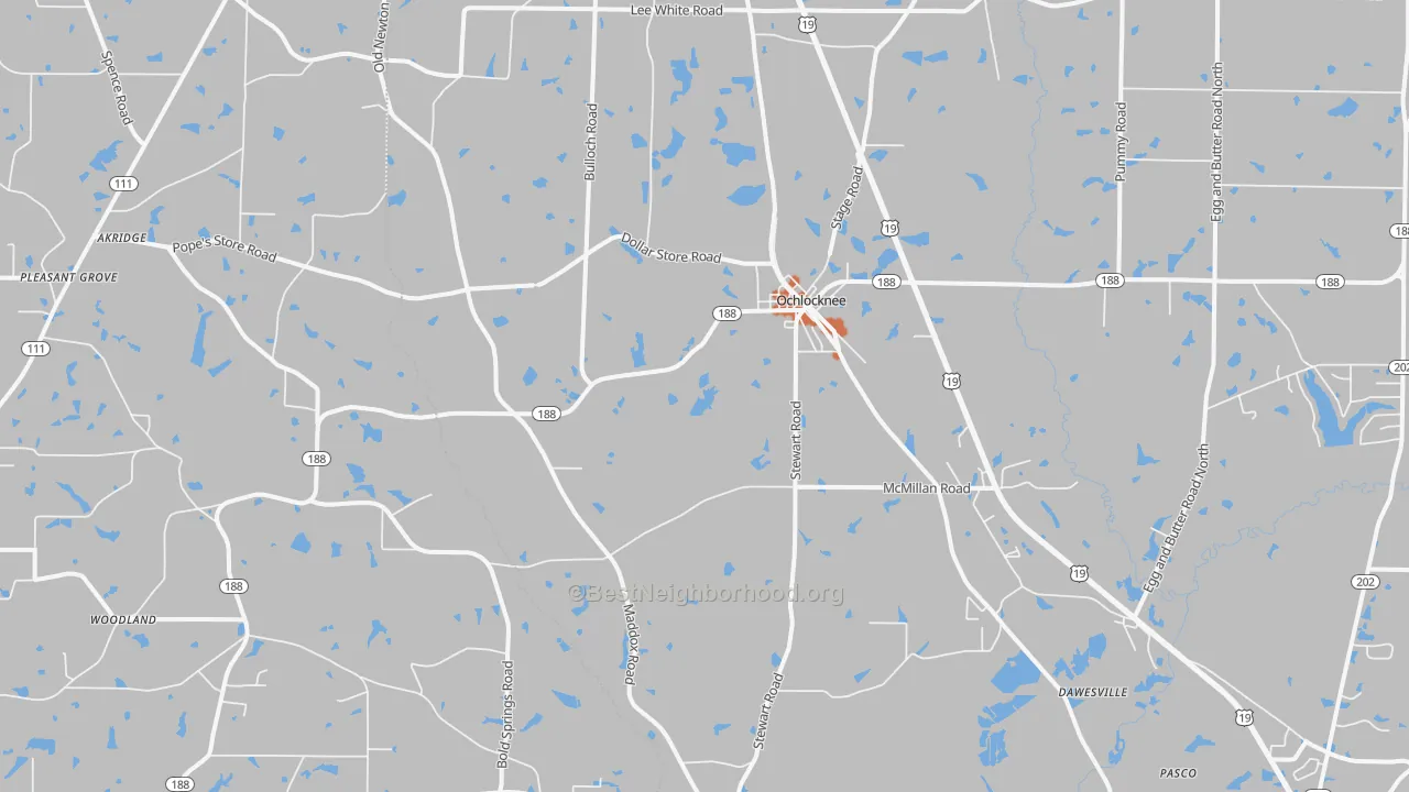 Bike Grade map of Ochlocknee, GA