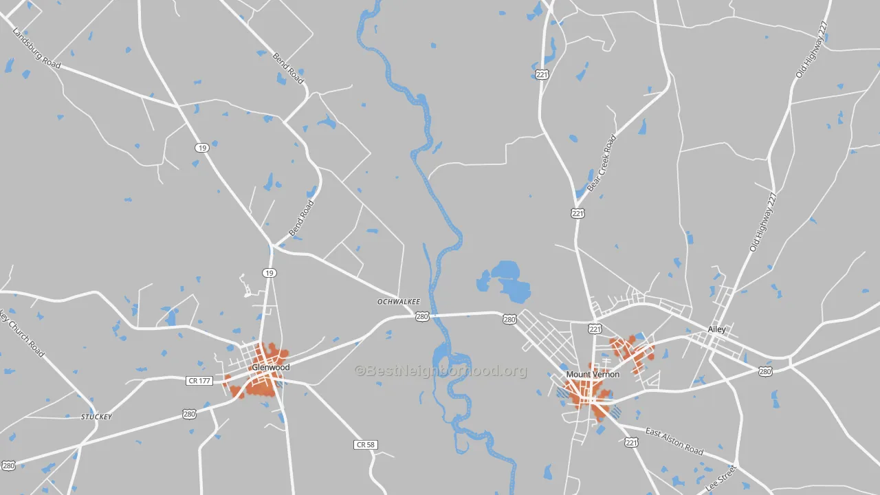 Bike Grade map of Ochwalkee, GA