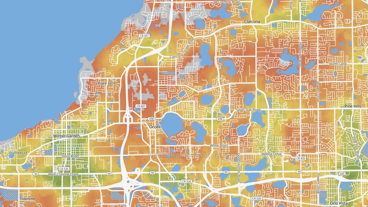 Bike Grade map of Ocoee, FL