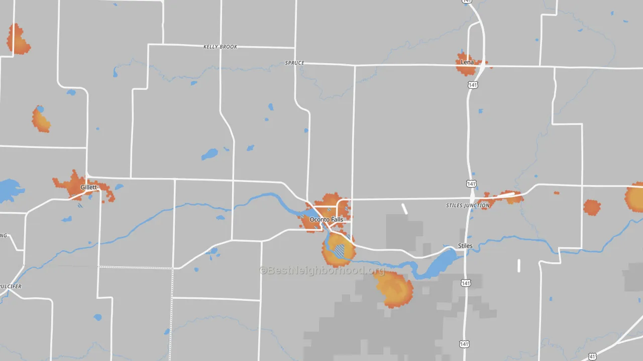 Bike Grade map of Oconto County, WI