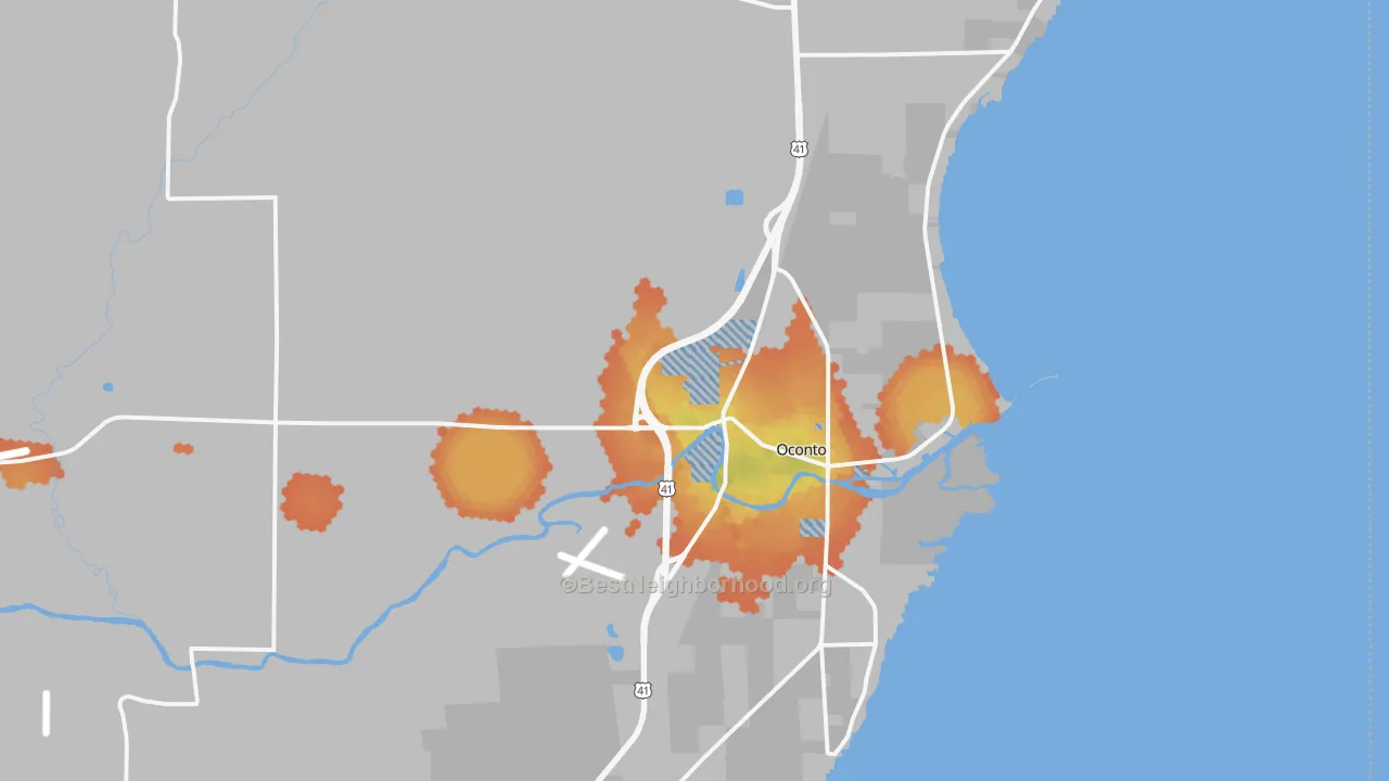 Bike Grade map of Oconto, WI