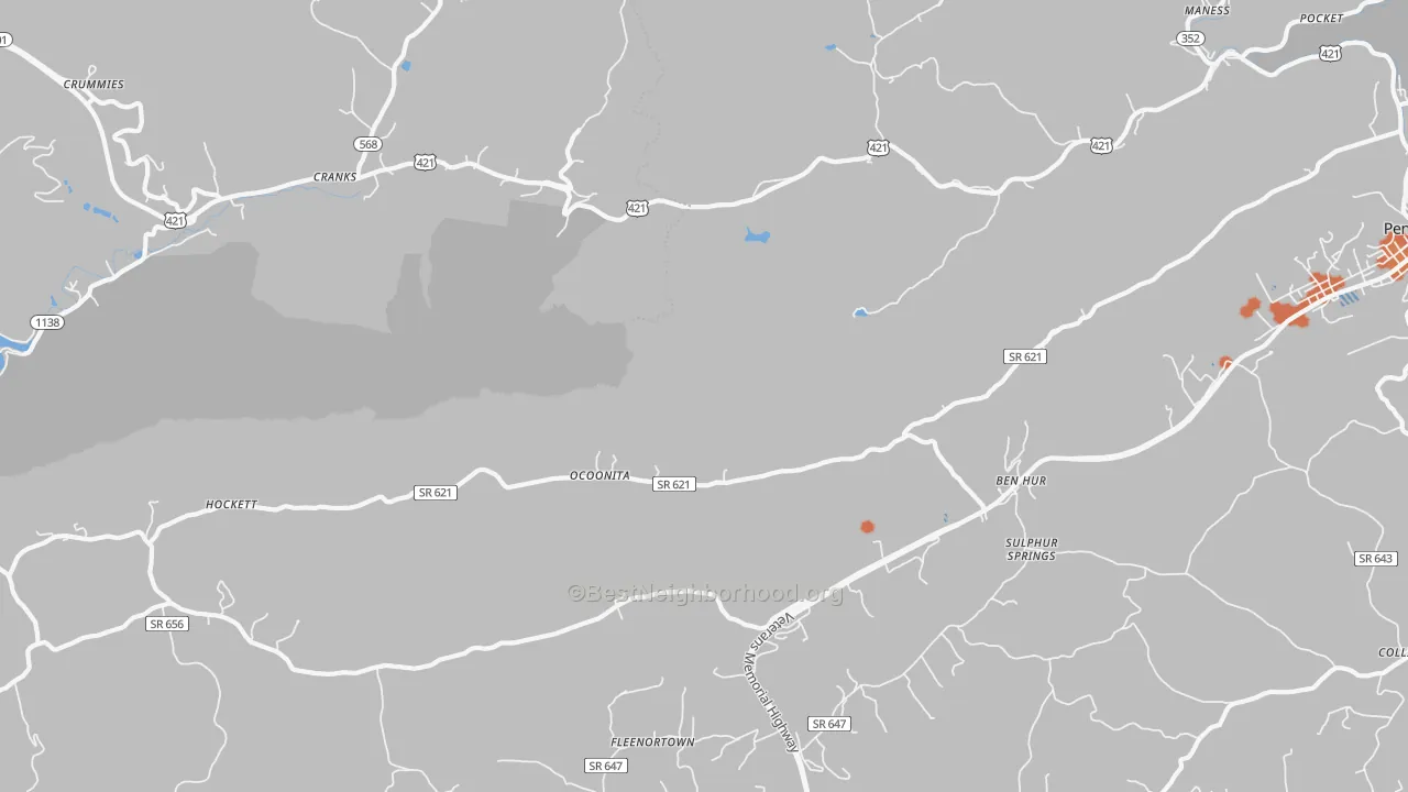 Bike Grade map of Ocoonita, VA
