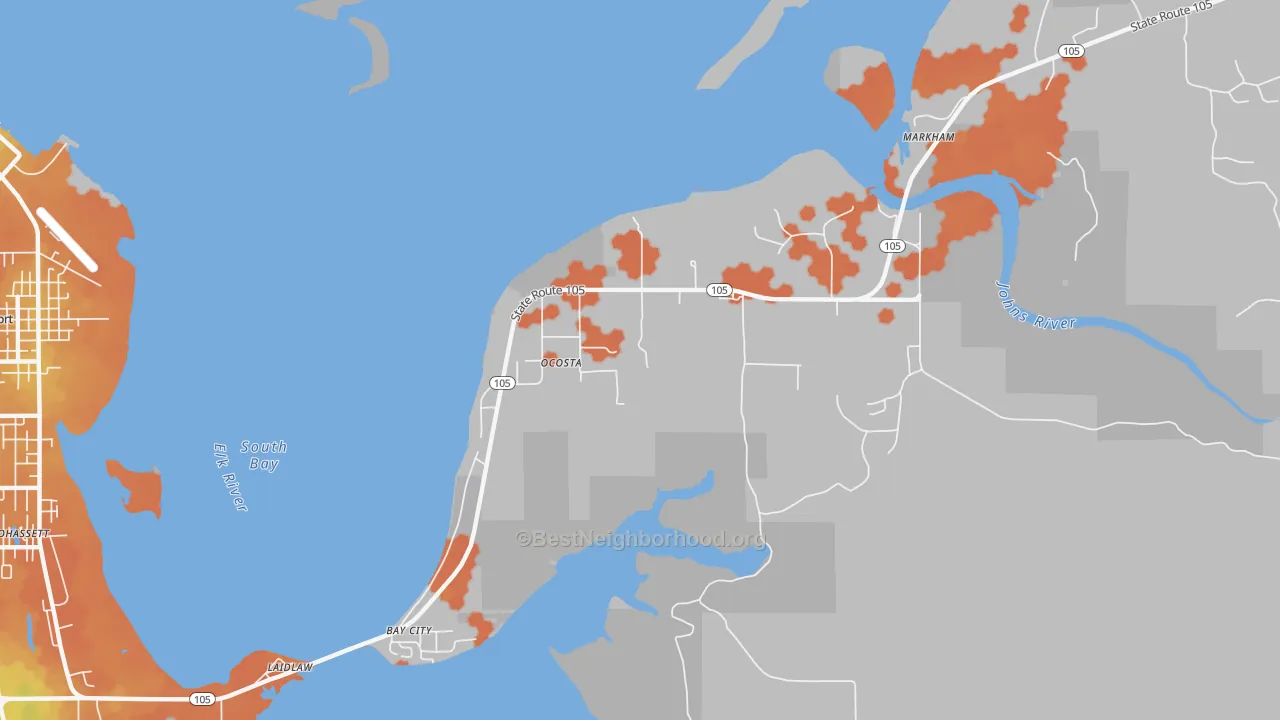 Bike Grade map of Ocosta, WA