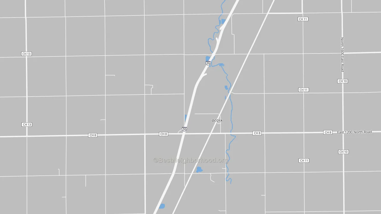 Bike Grade map of Ocoya, IL