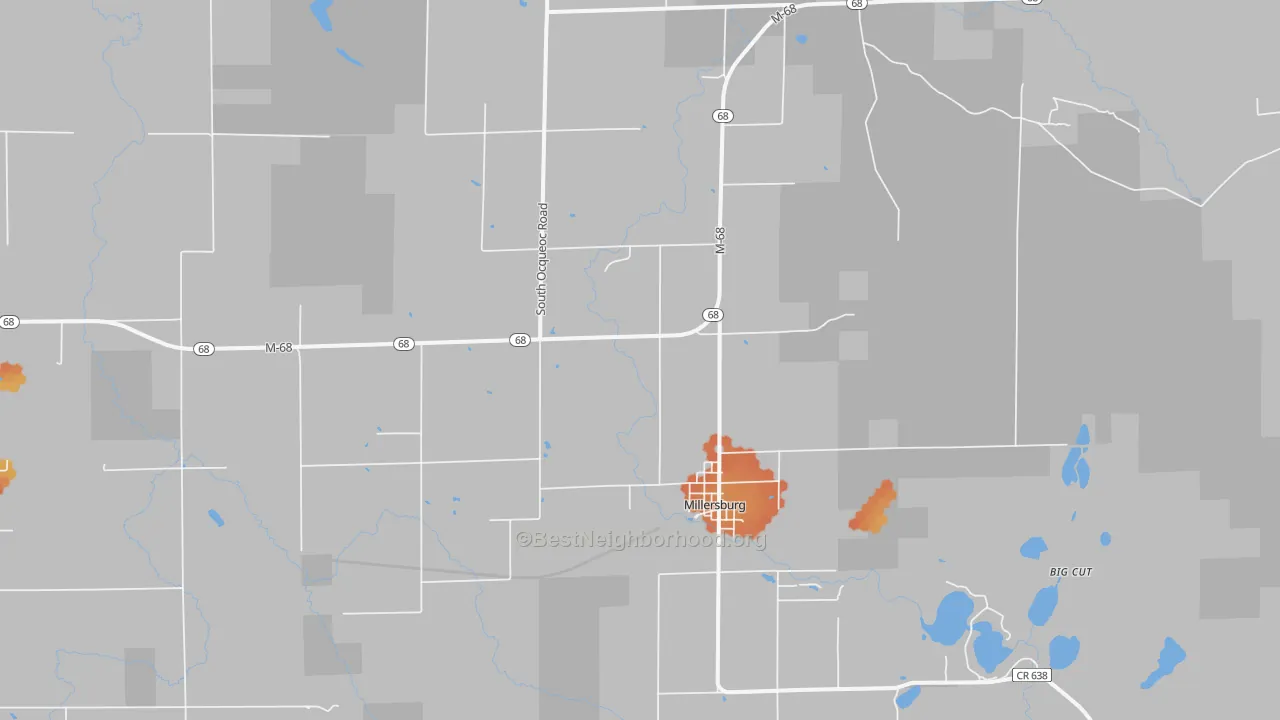 Bike Grade map of Ocqueoc, MI