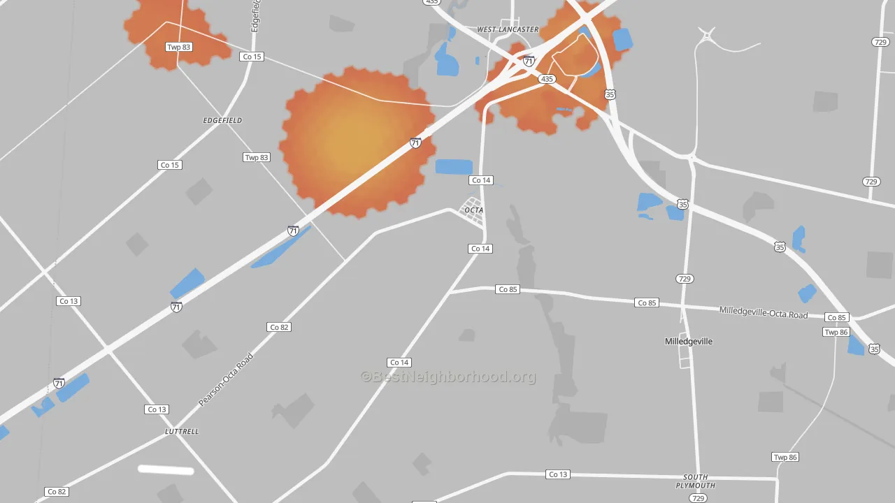 Bike Grade map of Octa, OH
