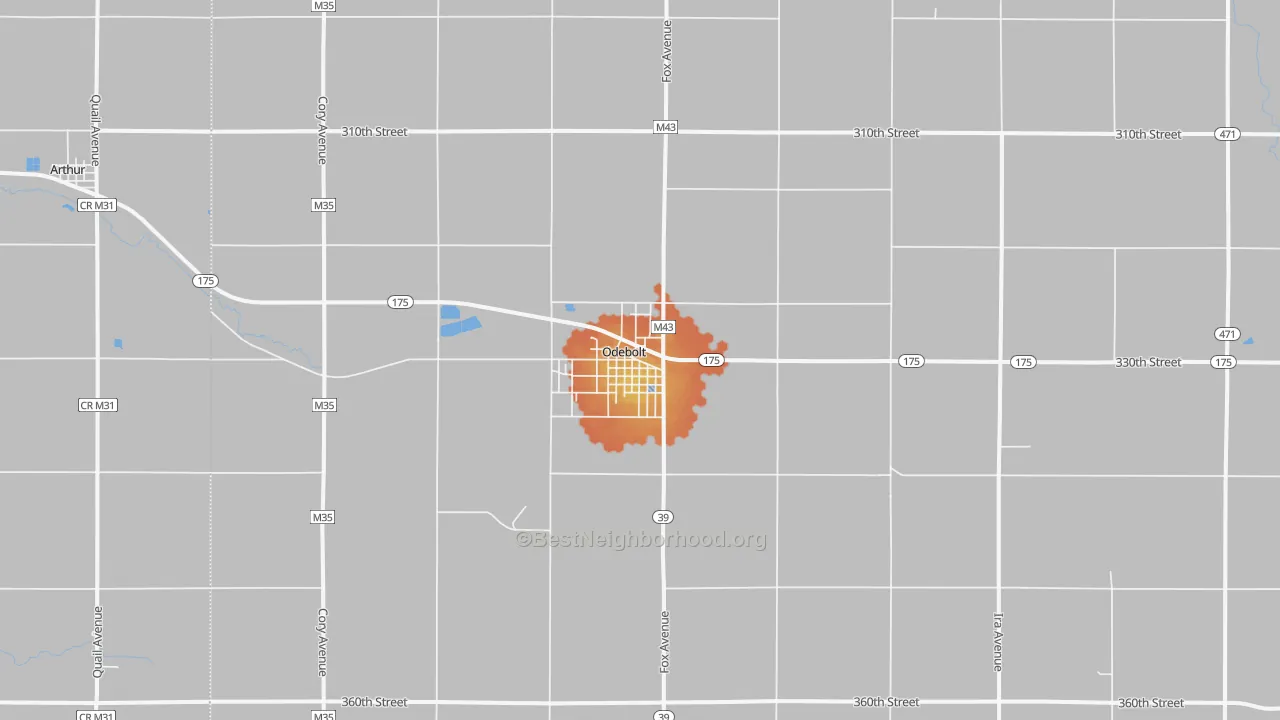 Bike Grade map of Odebolt, IA