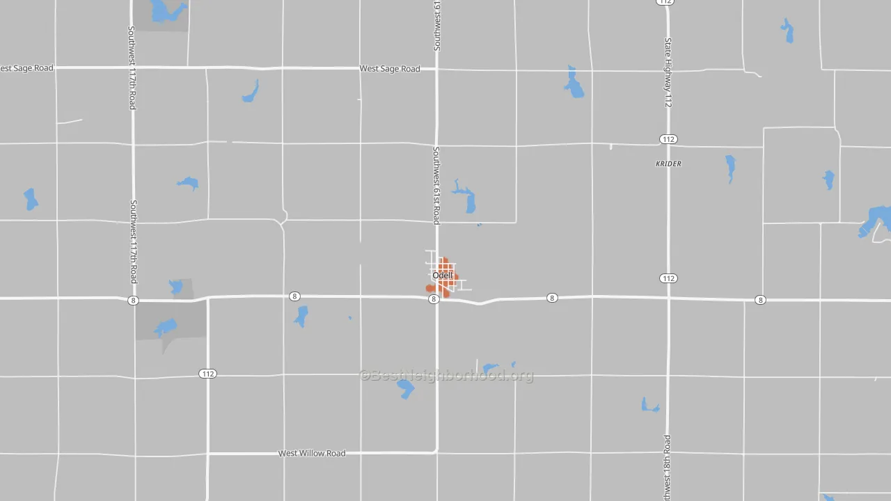 Bike Grade map of Odell, NE