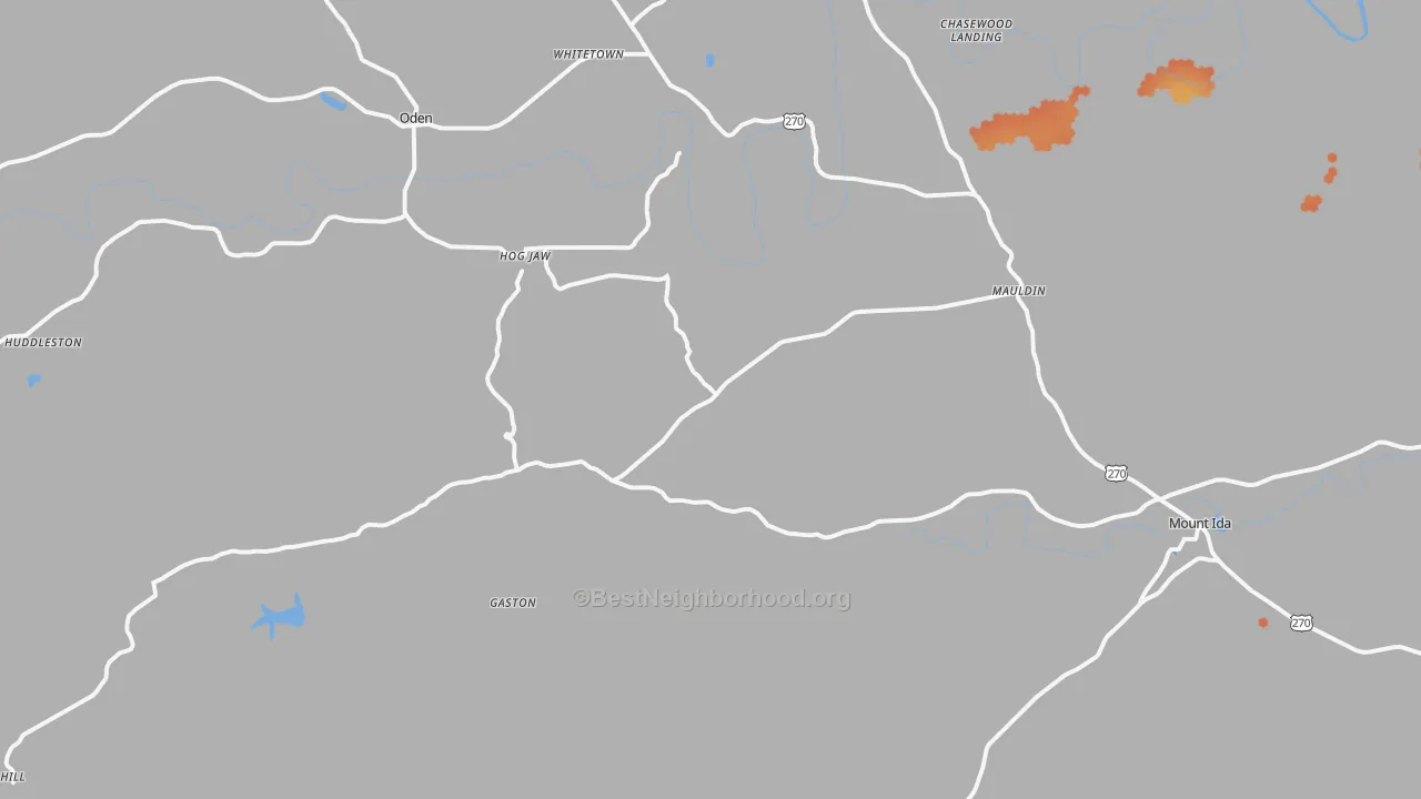 Bike Grade map of Oden, AR