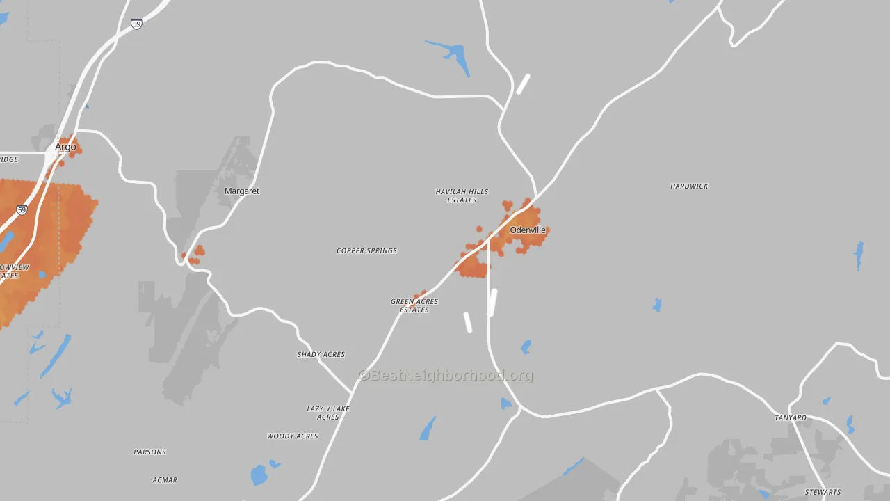 Bike Grade map of Odenville, AL