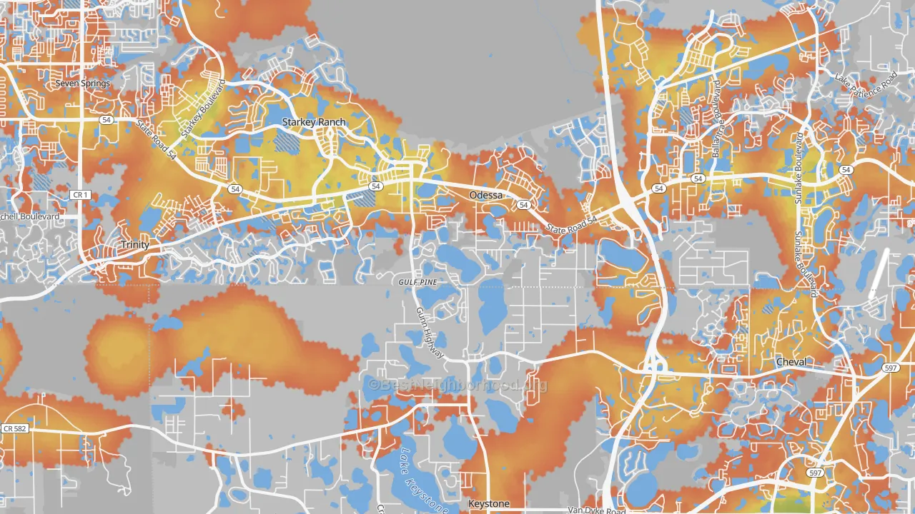 Bike Grade map of Odessa, FL