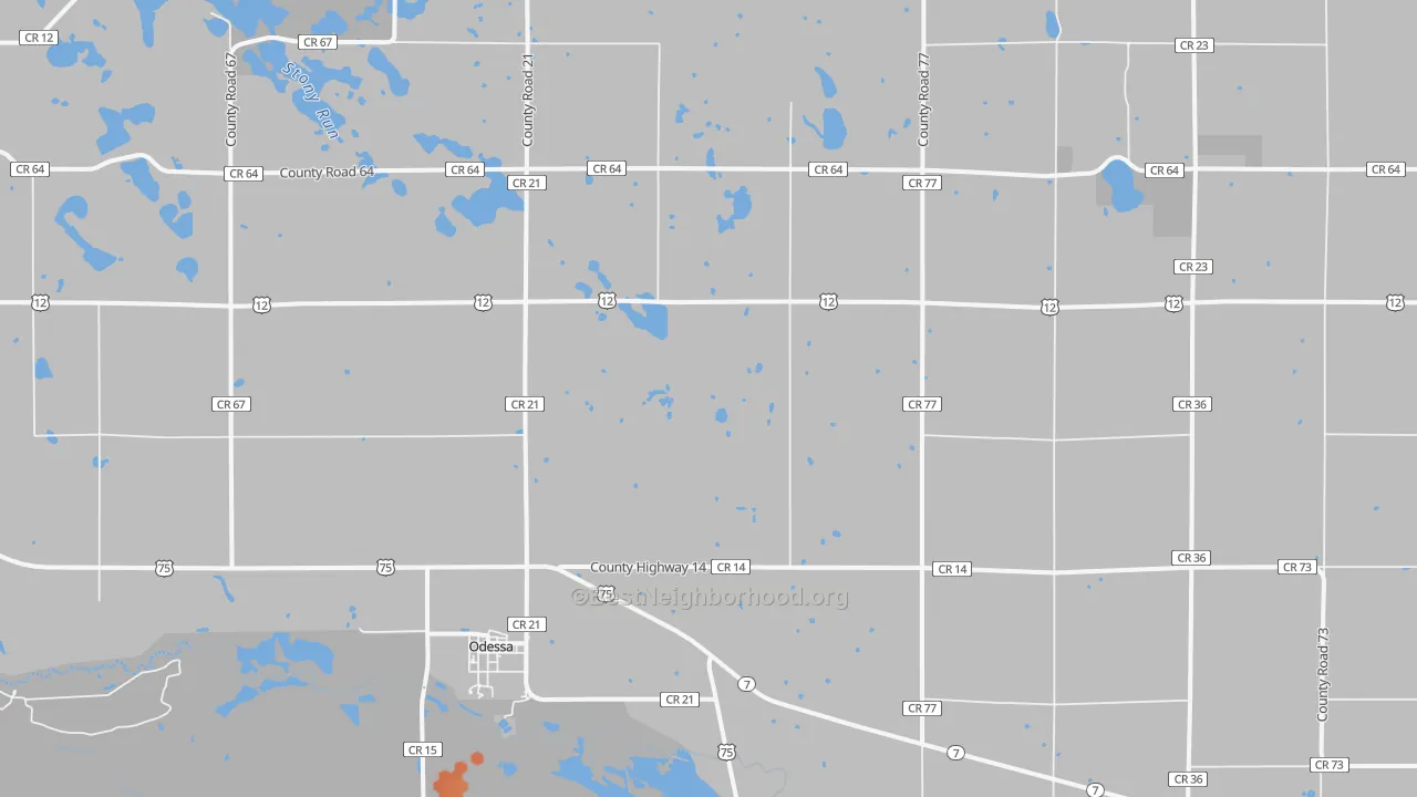 Bike Grade map of Odessa, MN