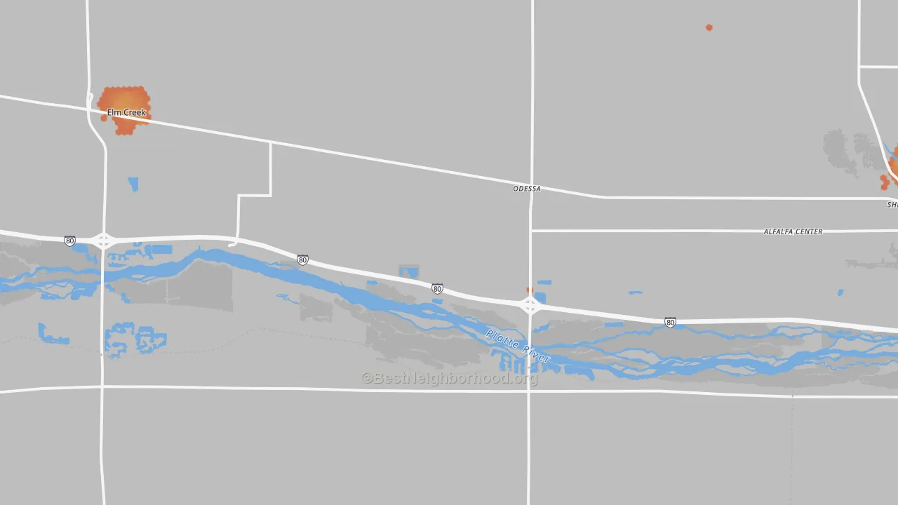 Bike Grade map of Odessa, NE
