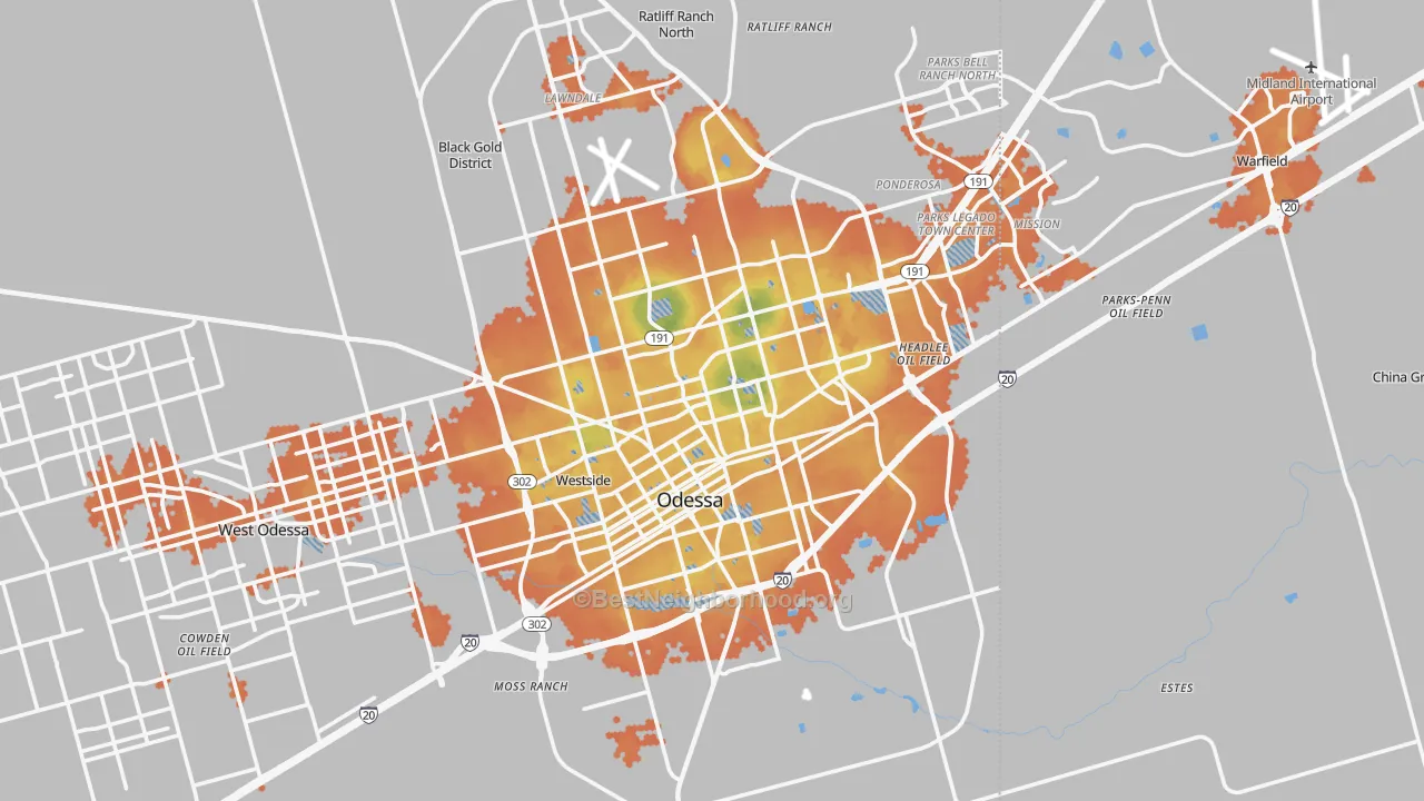Bike Grade map of Odessa, TX