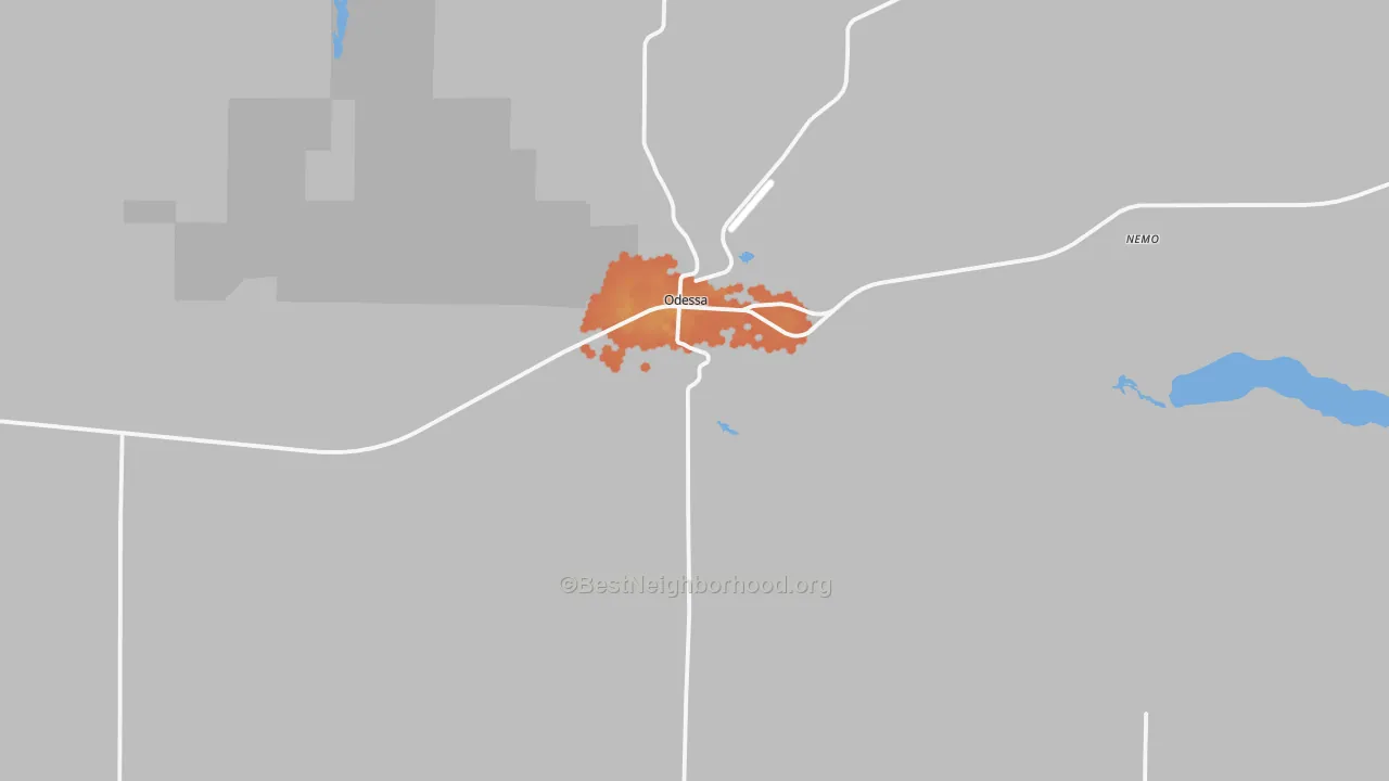 Bike Grade map of Odessa, WA