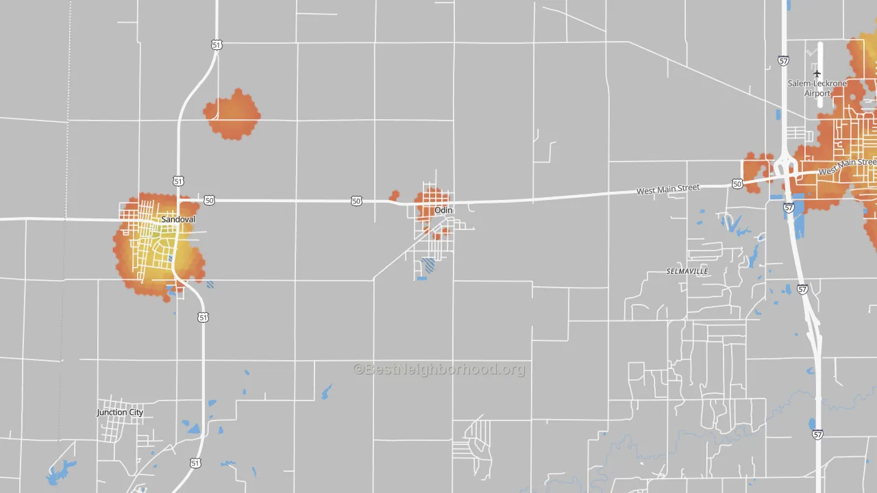 Bike Grade map of Odin, IL