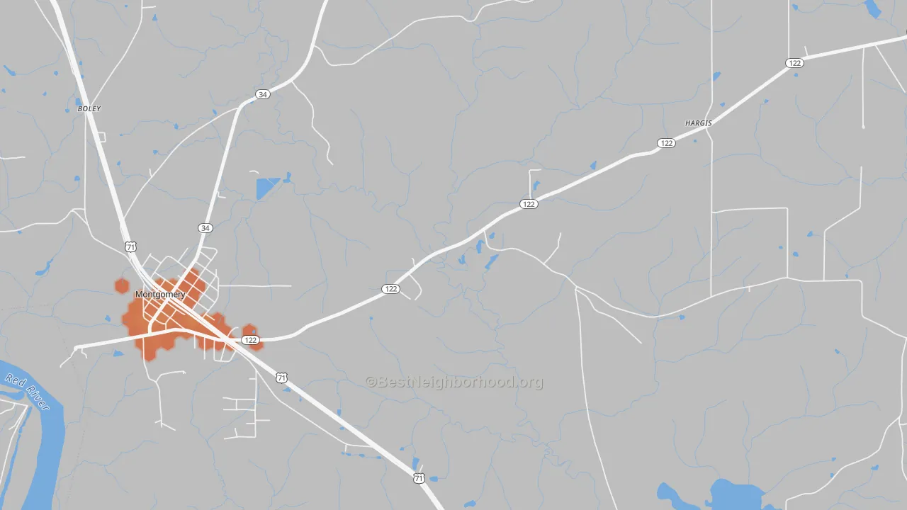 Bike Grade map of Odra, LA