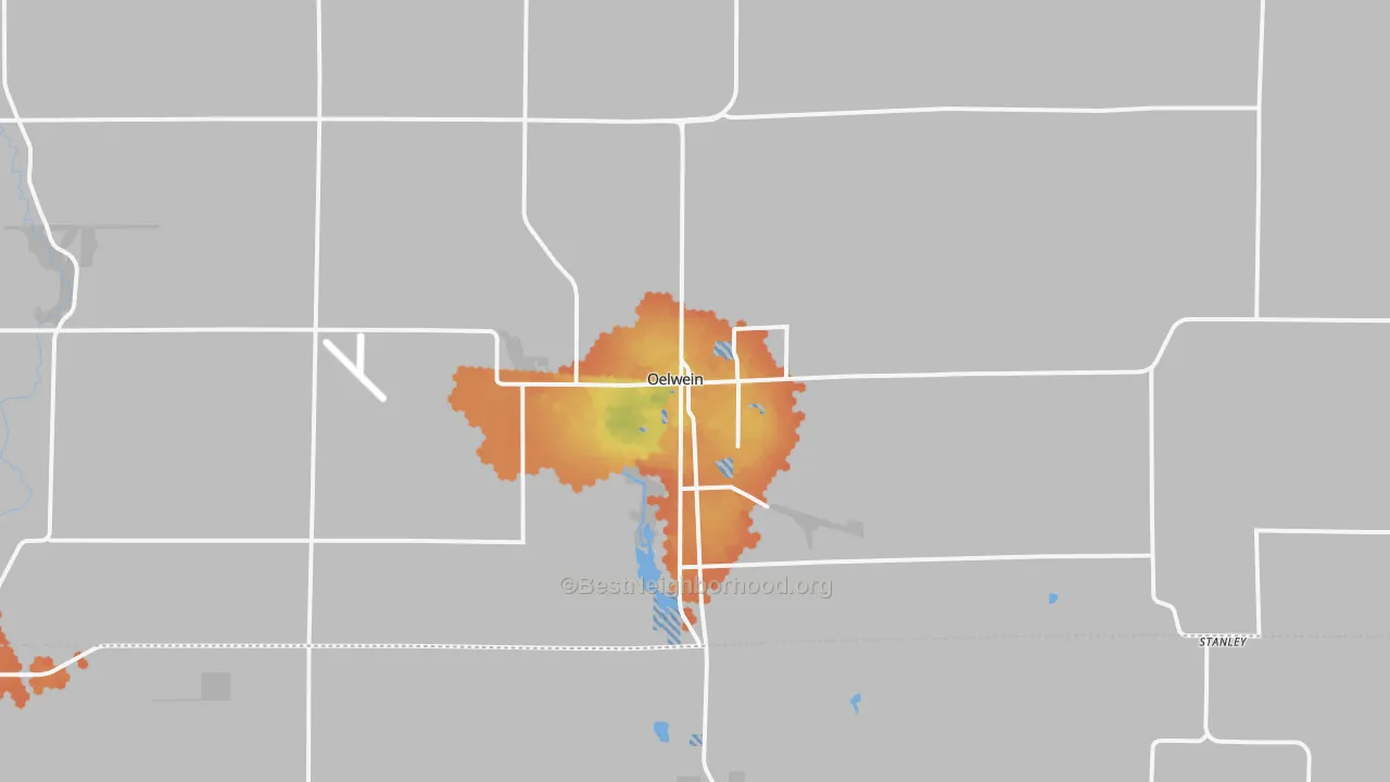 Bike Grade map of Oelwein, IA