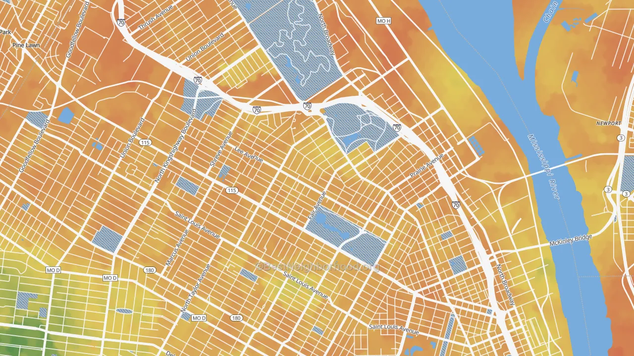 Bike Grade map of O'Fallon, St. Louis, MO
