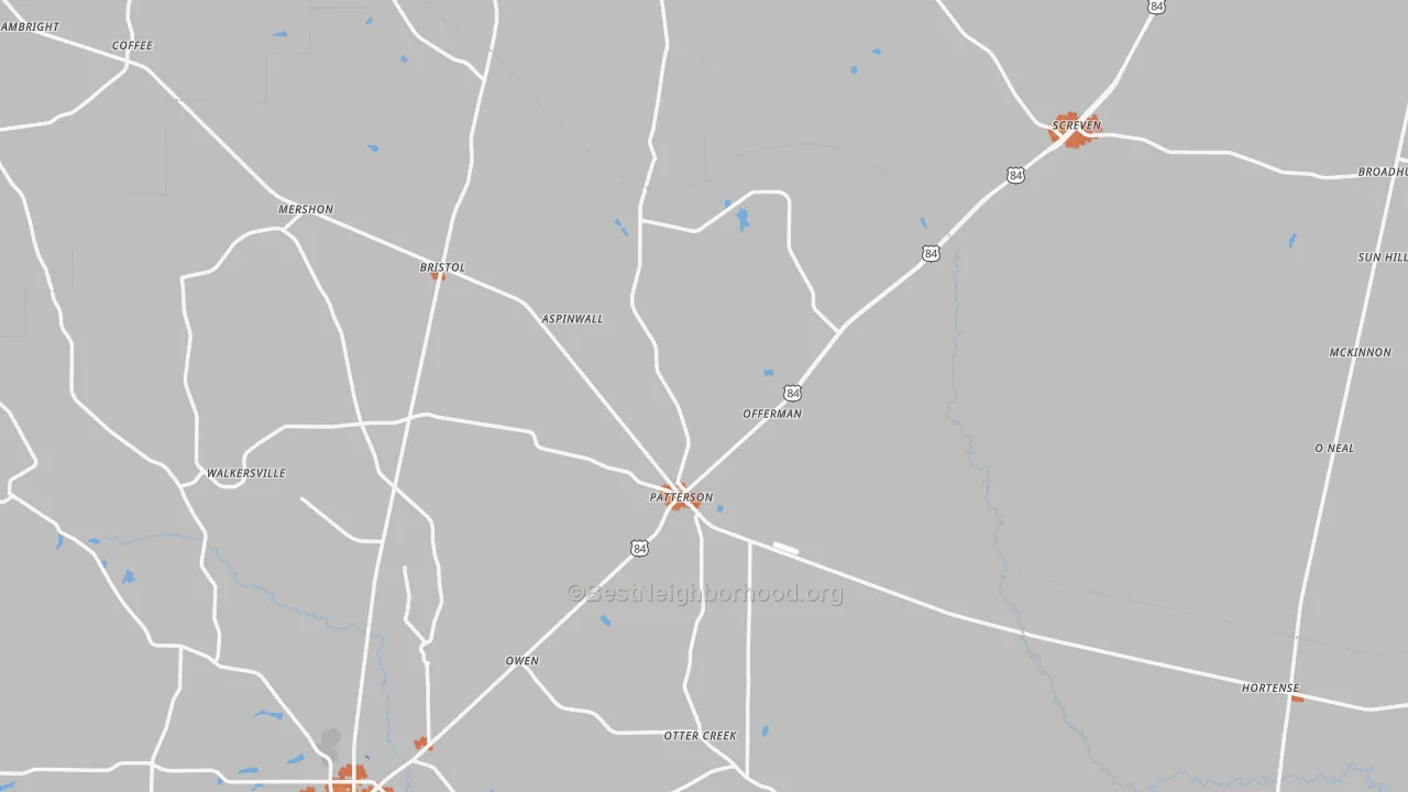 Bike Grade map of Offerman, GA