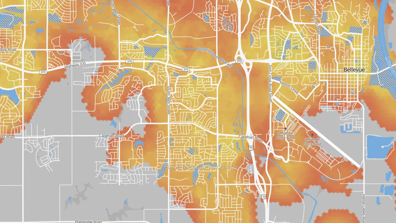 Bike Grade map of Offutt AFB, NE