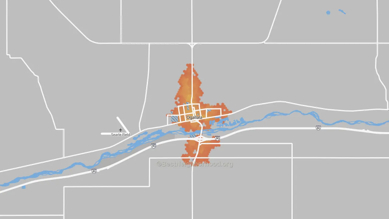 Bike Grade map of Ogallala, NE