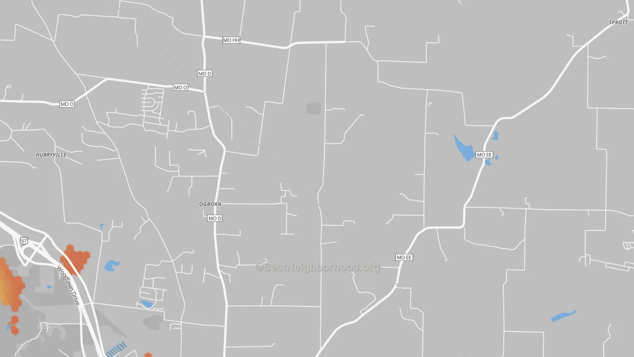 Bike Grade map of Ogborn, MO