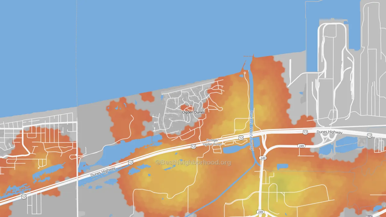 Bike Grade map of Ogden Dunes, IN
