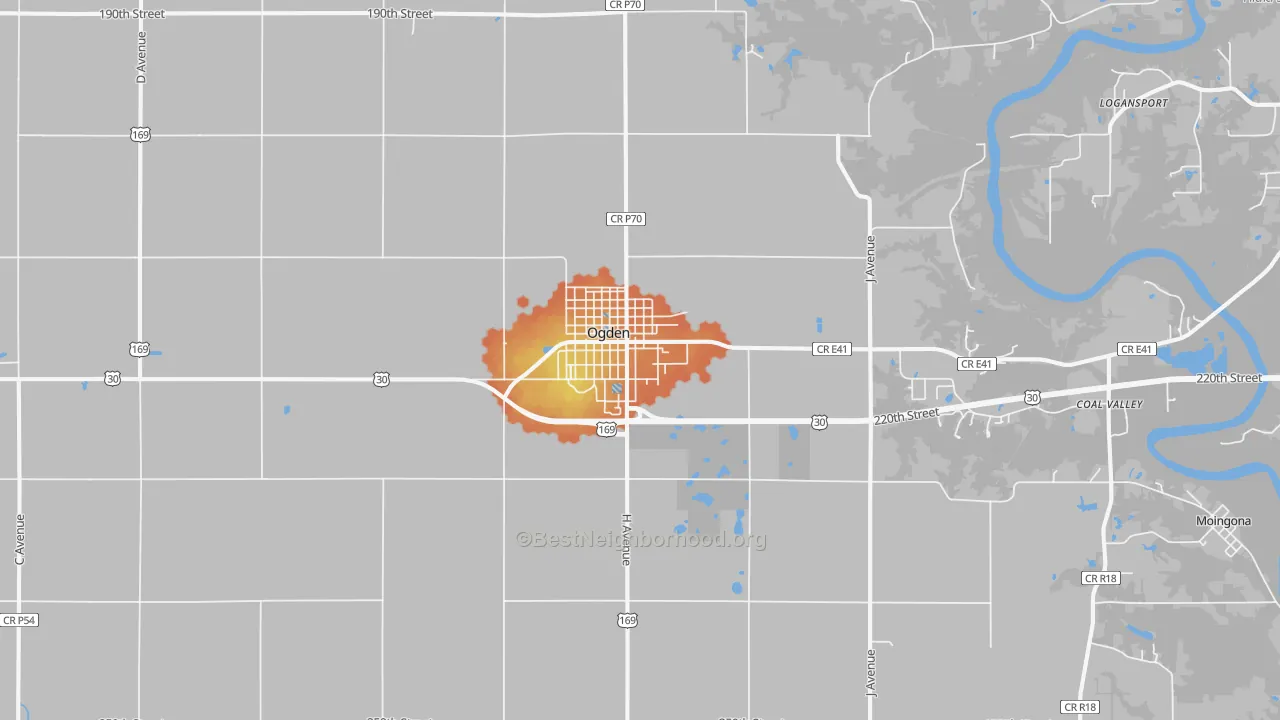 Bike Grade map of Ogden, IA