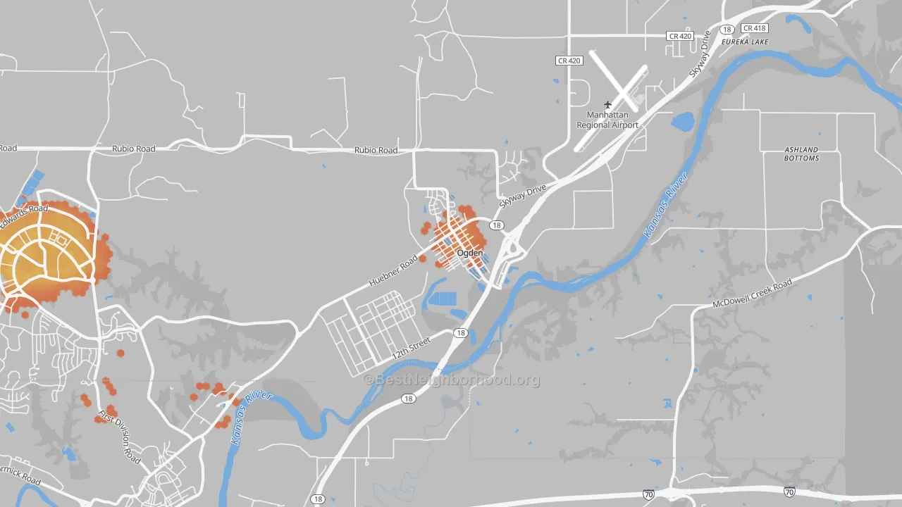 Bike Grade map of Ogden, KS