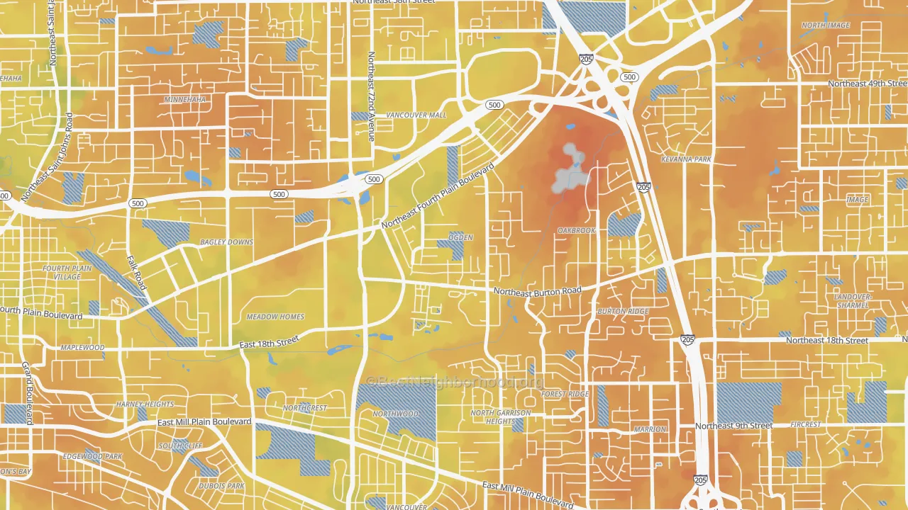 Bike Grade map of Ogden, Vancouver, WA