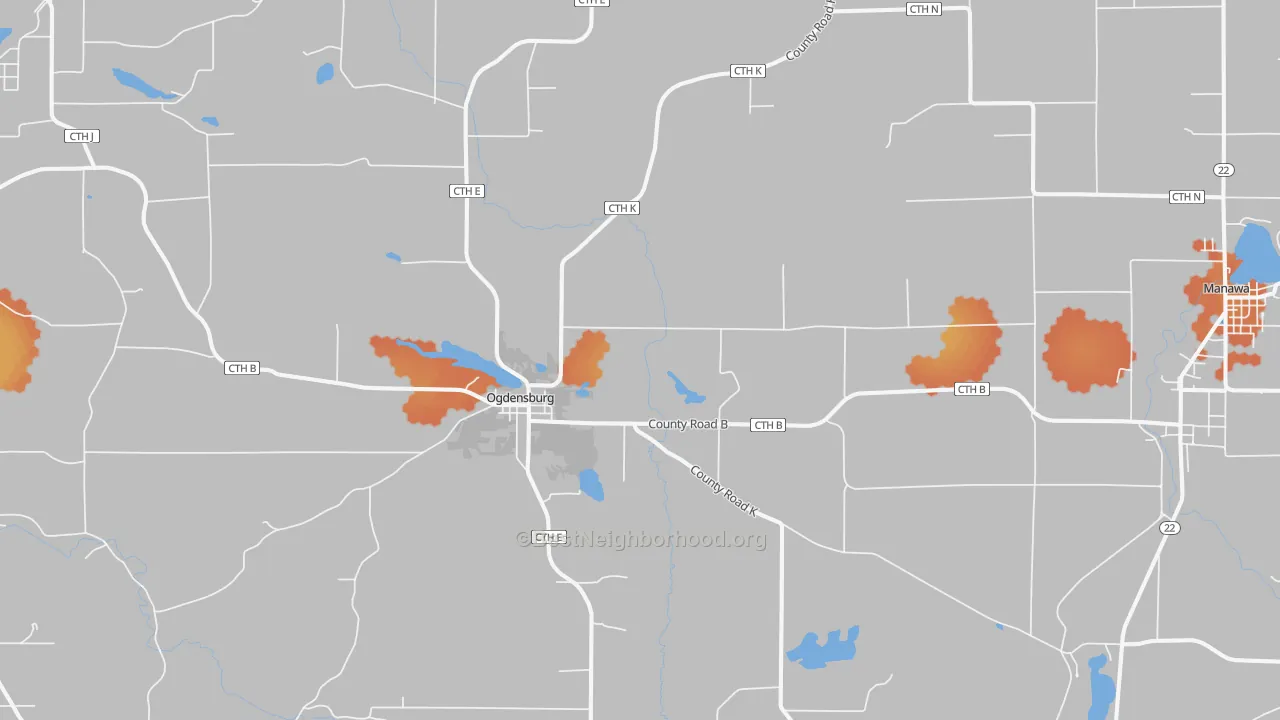 Bike Grade map of Ogdensburg, WI