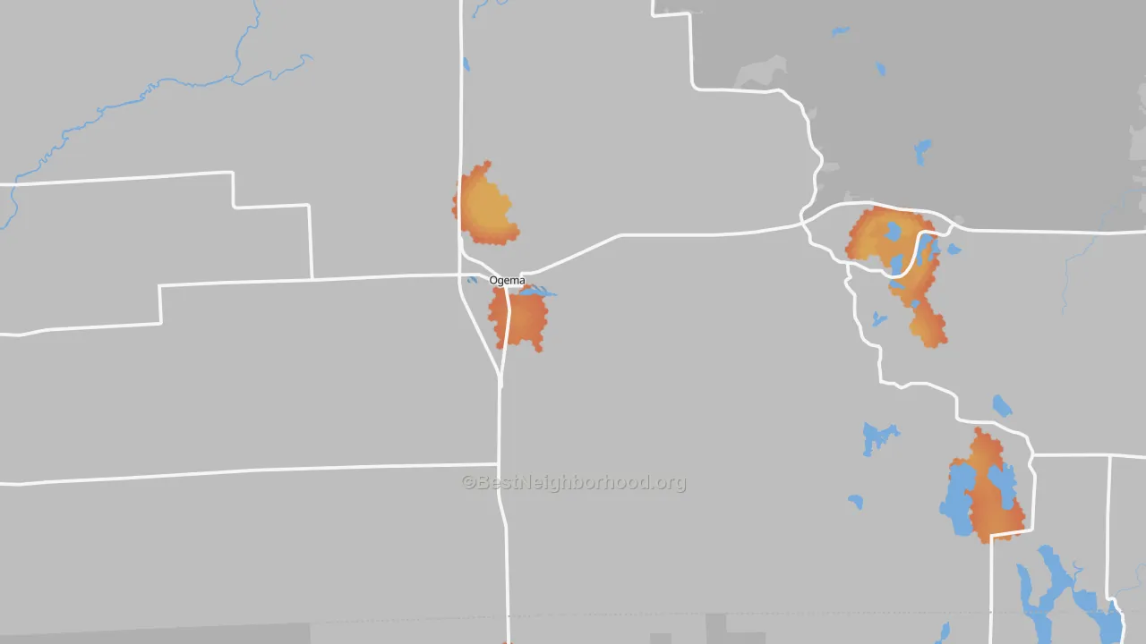 Bike Grade map of Ogema, WI