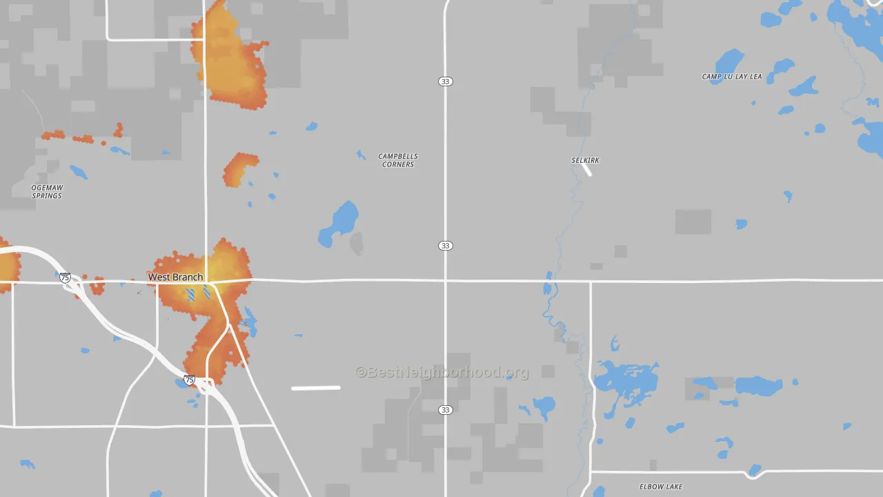 Bike Grade map of Ogemaw County, MI