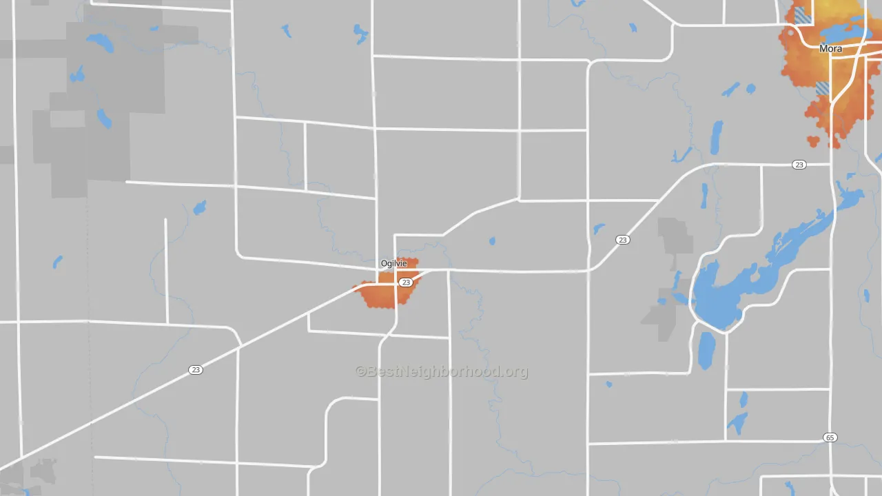Bike Grade map of Ogilvie, MN