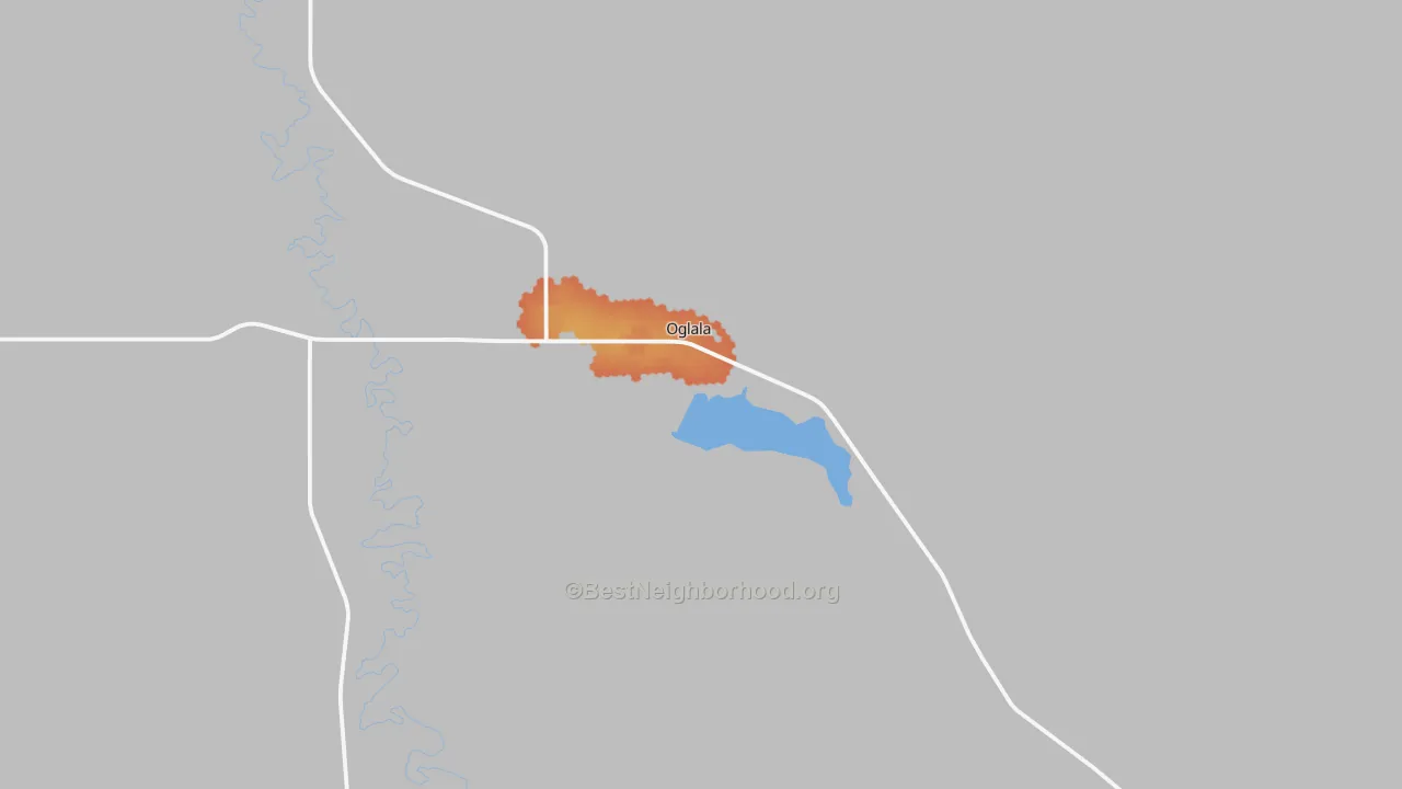 Bike Grade map of Oglala, SD