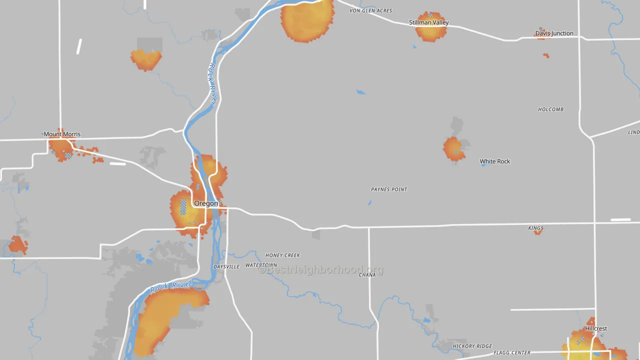 Bike Grade map of Ogle County, IL
