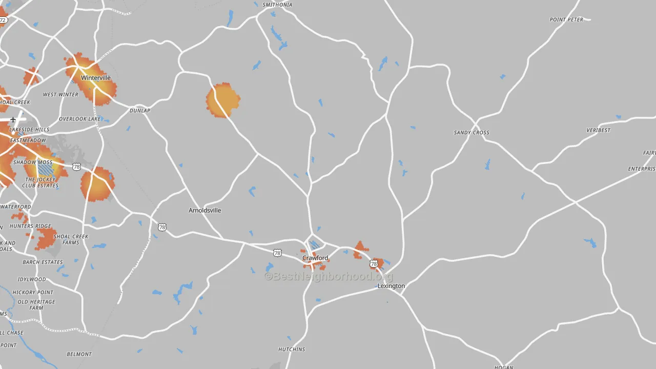 Bike Grade map of Oglethorpe County, GA
