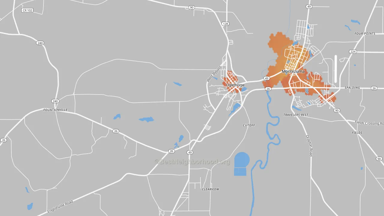 Bike Grade map of Oglethorpe, GA