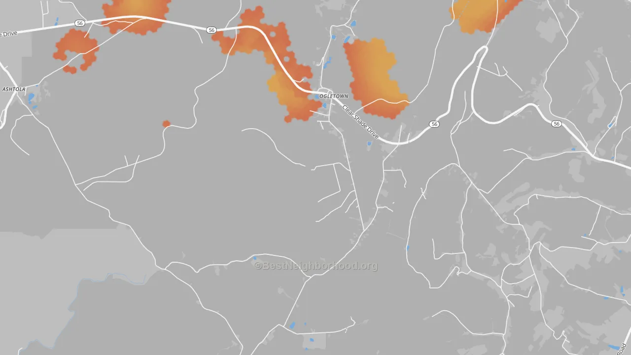 Bike Grade map of Ogletown, PA