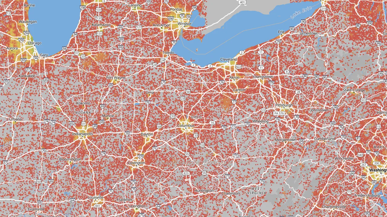 Bike Grade map of Ohio