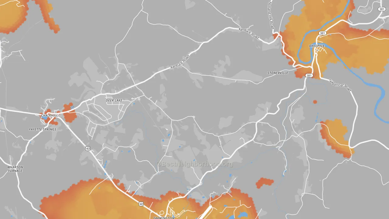 Bike Grade map of Ohiopyle, PA