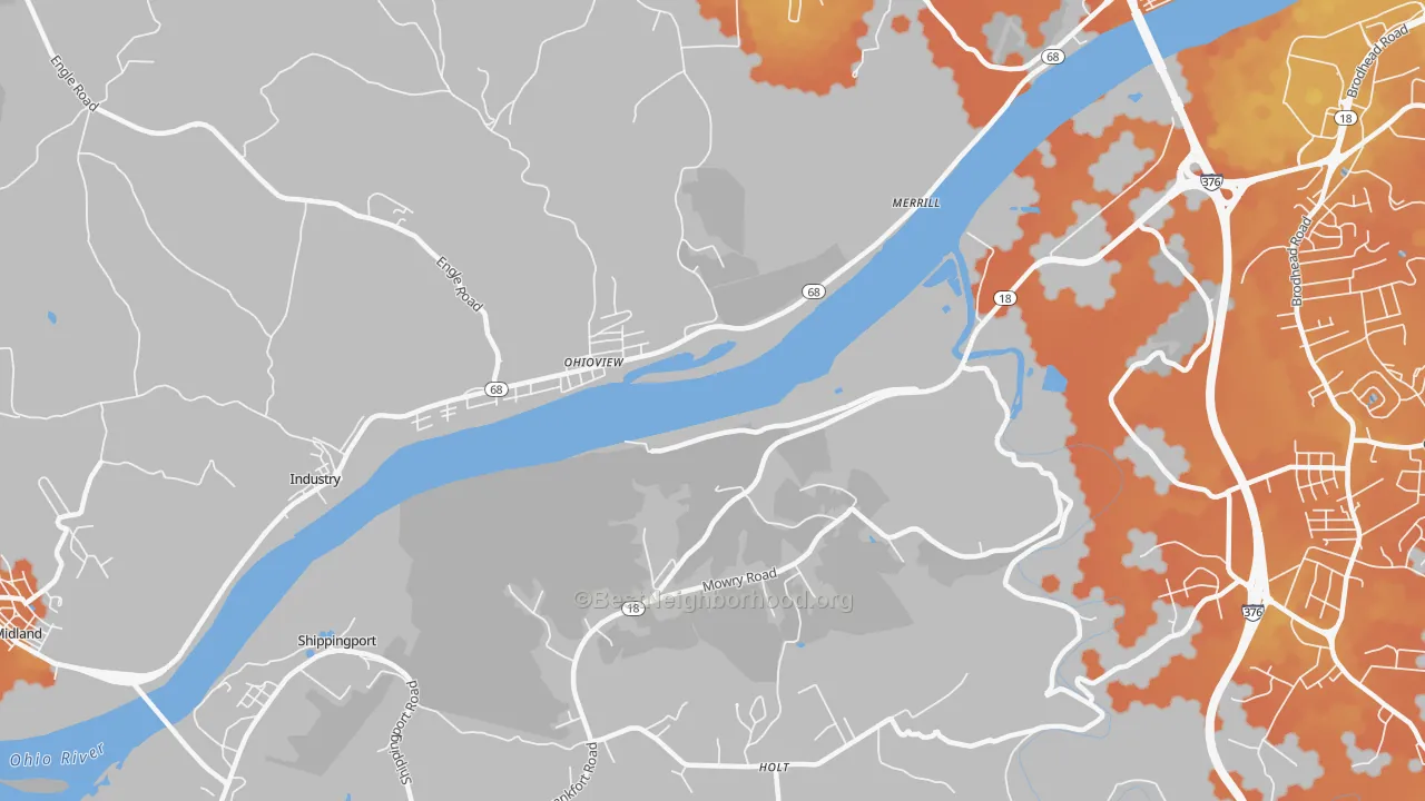 Bike Grade map of Ohioview, PA