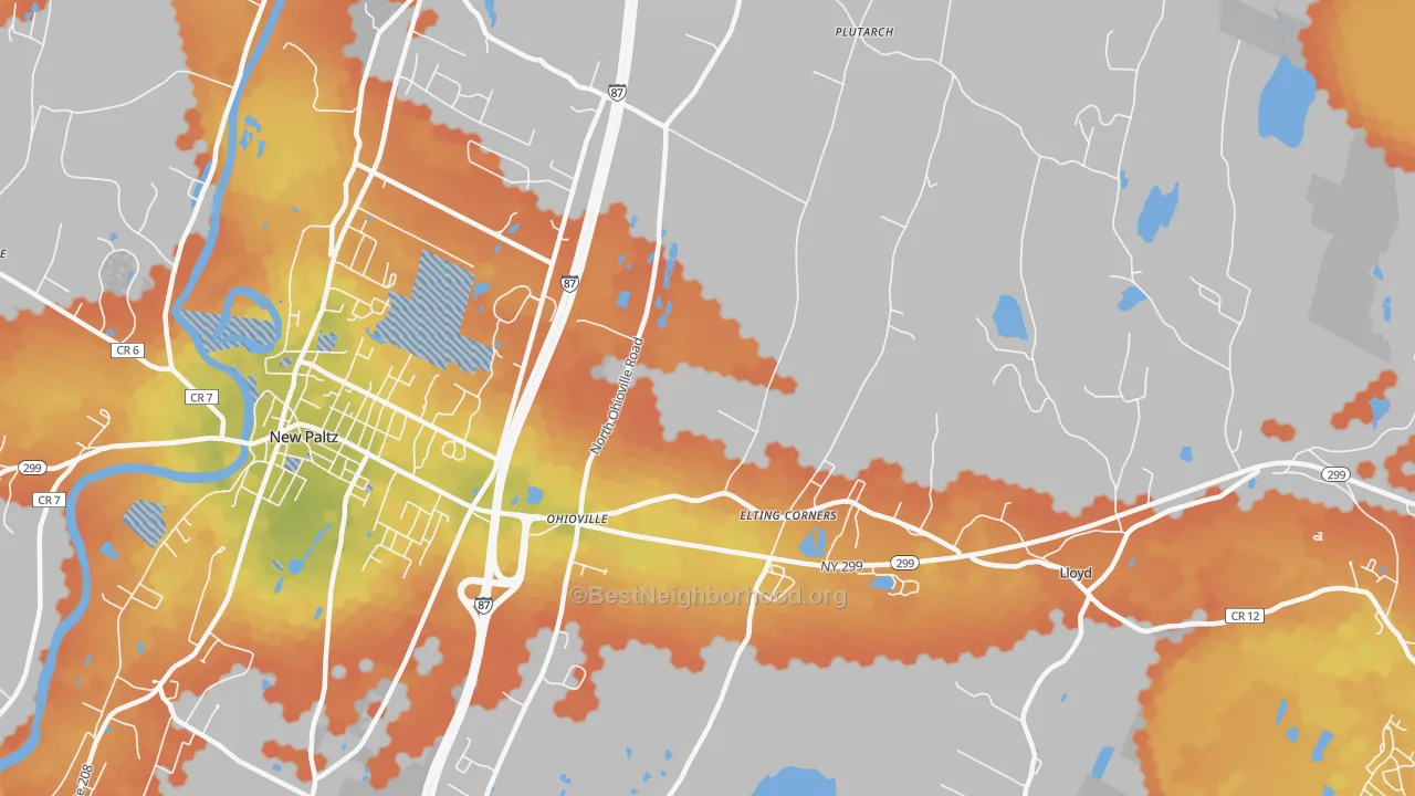Bike Grade map of Ohioville, NY