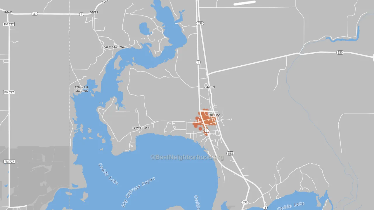 Bike Grade map of Oil City, LA
