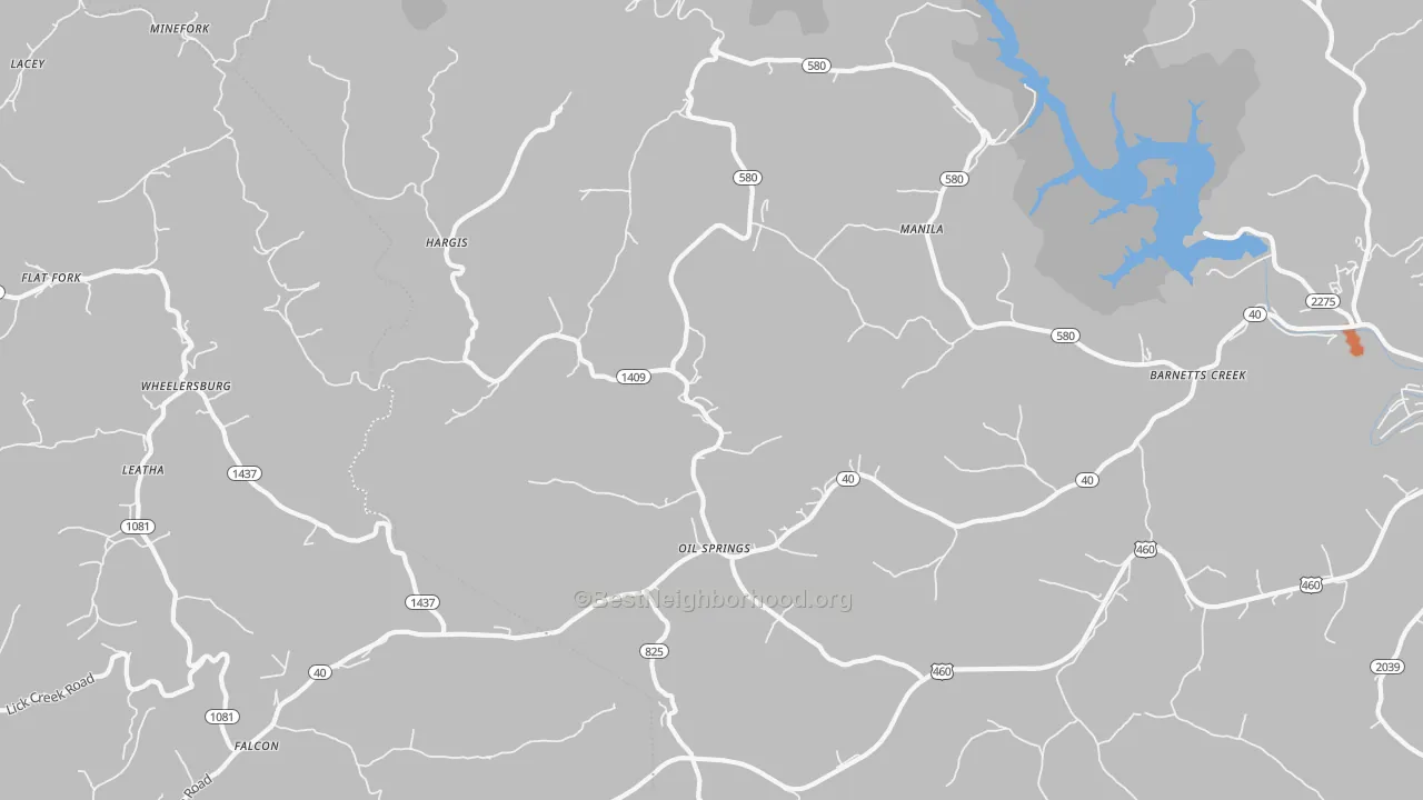 Bike Grade map of Oil Springs, KY